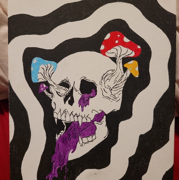 Skull Painting on an eight by ten canvas. - Picture 1 of 2